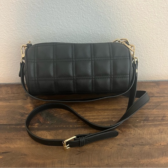 Steve Madden Black Bmegga Quilted Chain Accent Crossbody Bag. - Picture 6 of 14